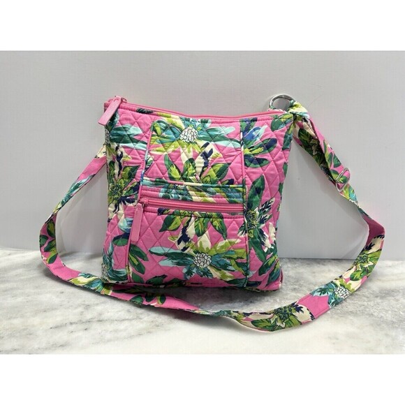 Vera Handbags - Vera Bradley Tropical Paradise Hipster Crossbody Bag Purse Pink Green Floral